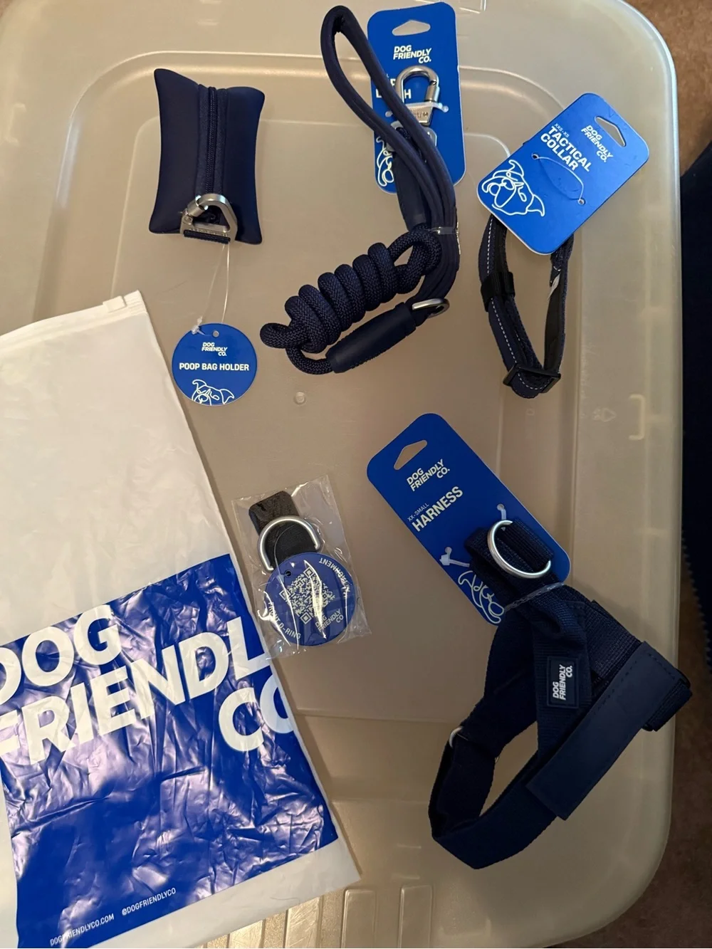 Navy Dog Harness and Leash Set